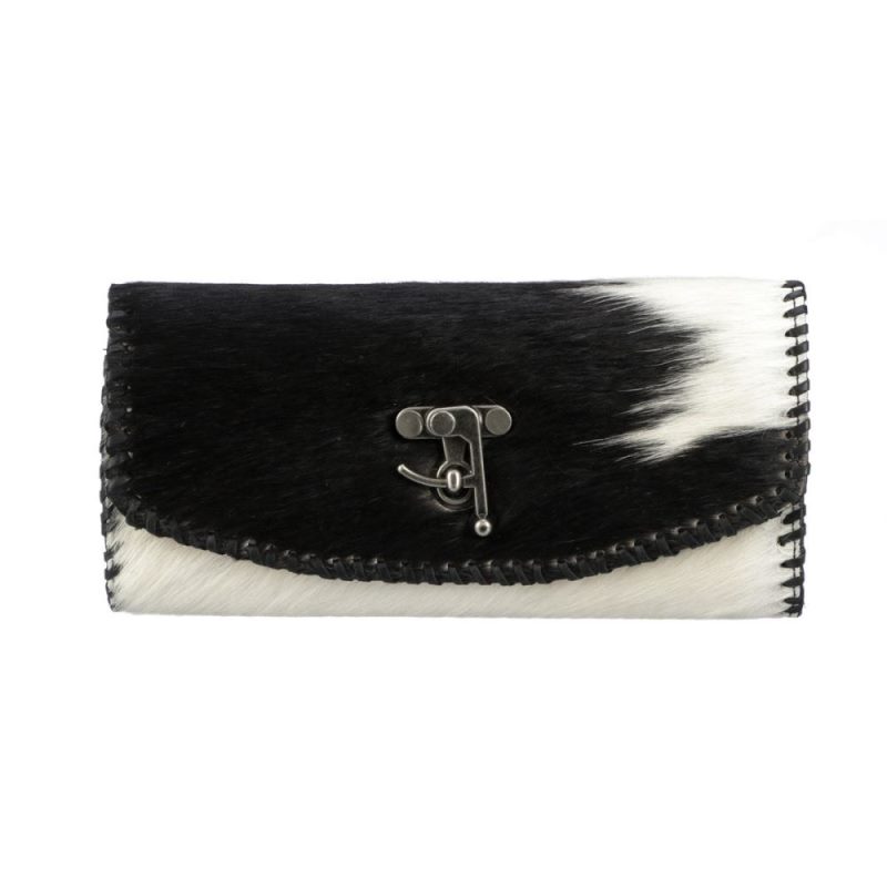 Lucchese | Women's Mini Cowprint Clutch - Black/White