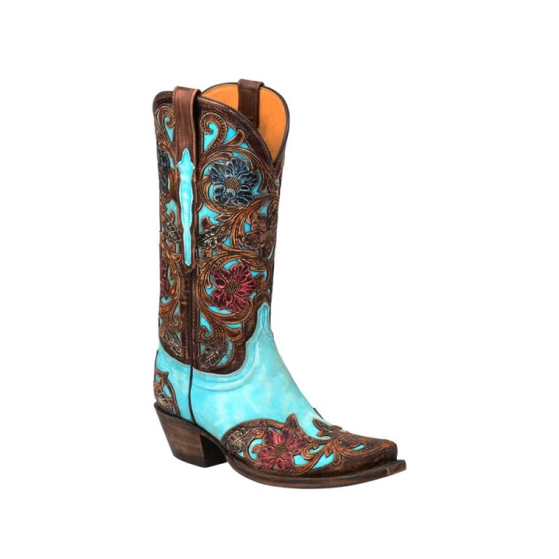 Lucchese | Women's Drea - Emerald Blue + Brown