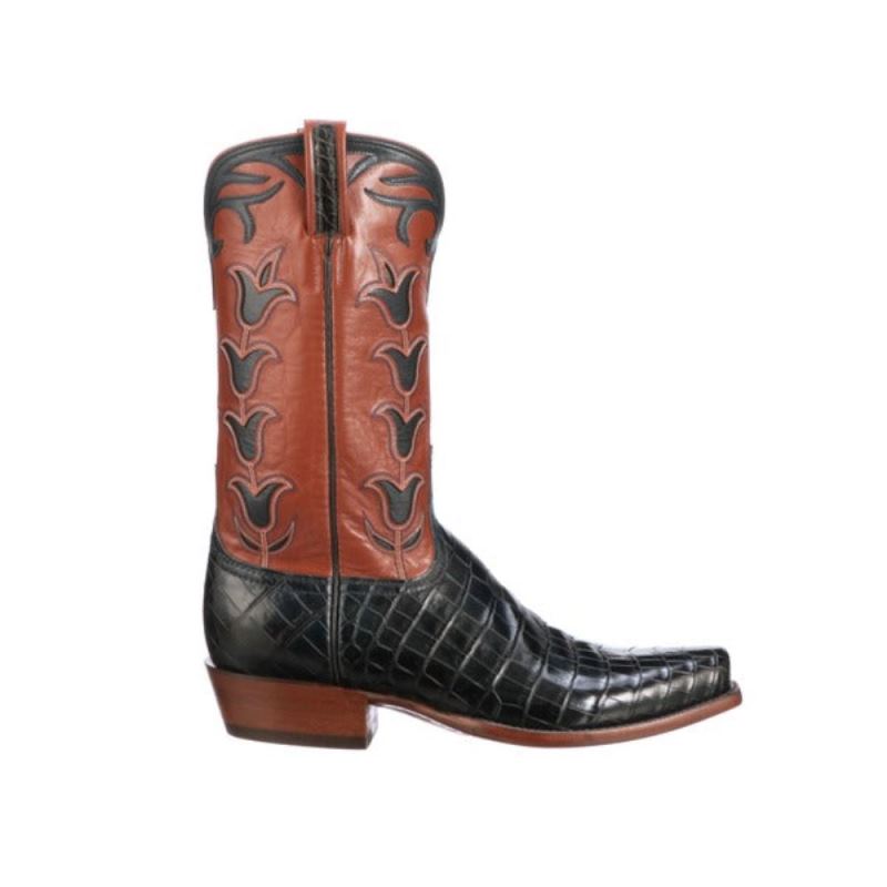 Lucchese | Men's Tulip Exotic - Navy + Pearwood Tan