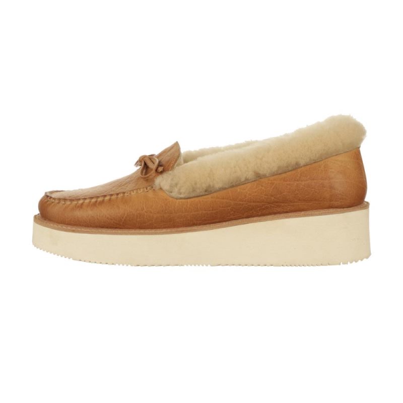 Lucchese | Women's Shearling Wedge Moccasin - Tan