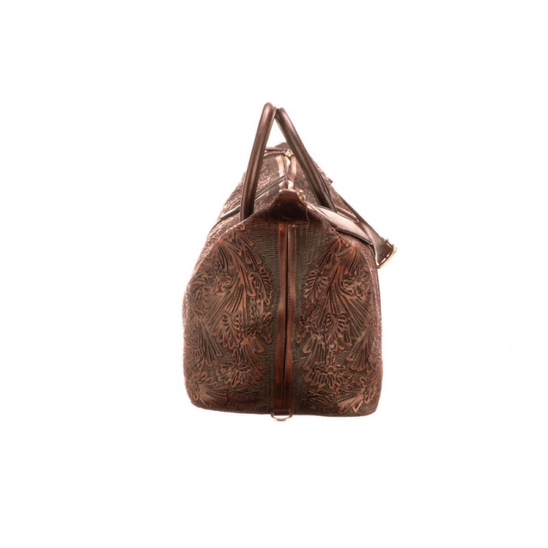 Lucchese | Women's Hand-Tooled Duffel - Brown