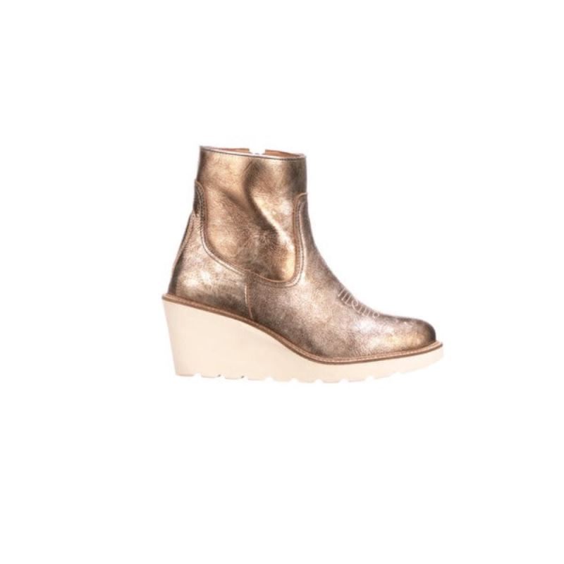 Lucchese | Women's Music City Wedge Bootie - Metallic Gold