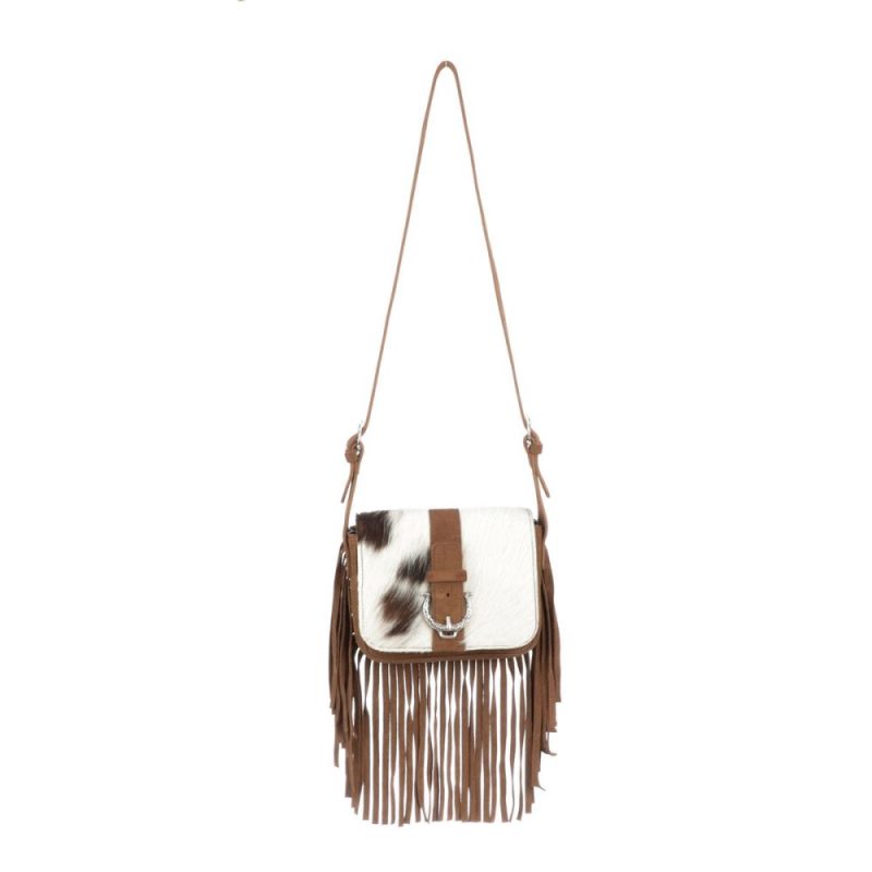 Lucchese | Women's Mini Suede Fringe Bag - Tan/Brown/White