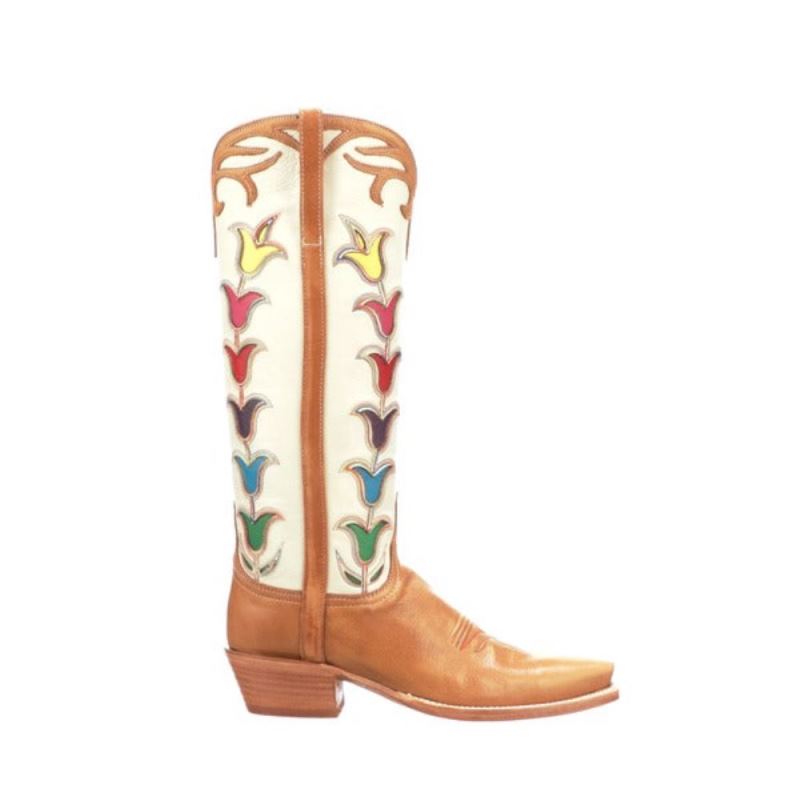 Lucchese | Women's Ladies Tall Tulip - Rust + Glitz Cream